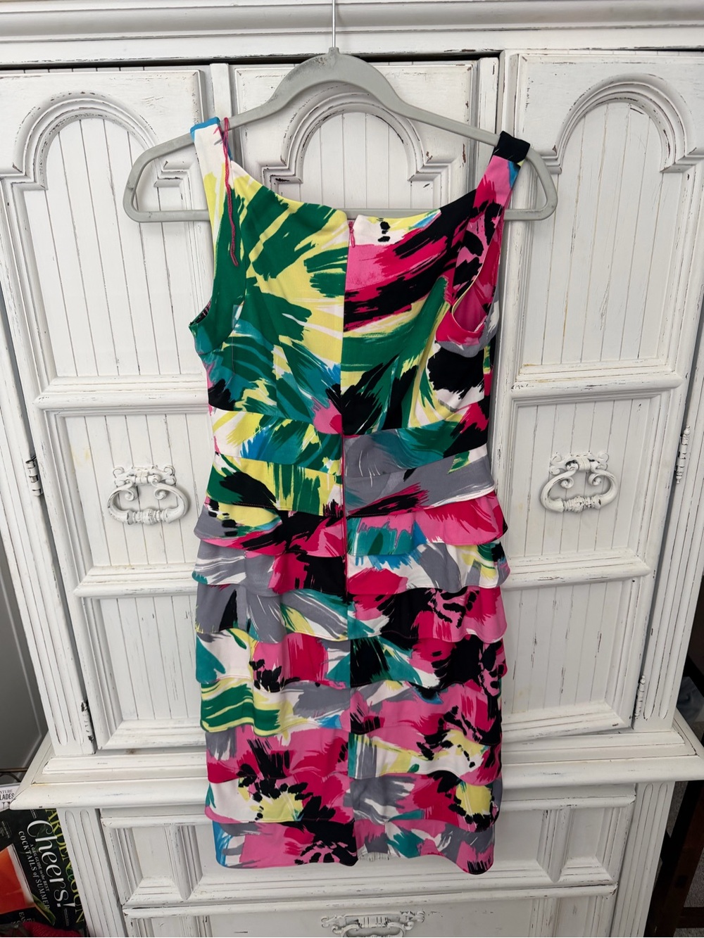 London Times Multicolor V-Neck Ruffle Dress - Picture 3 of 3